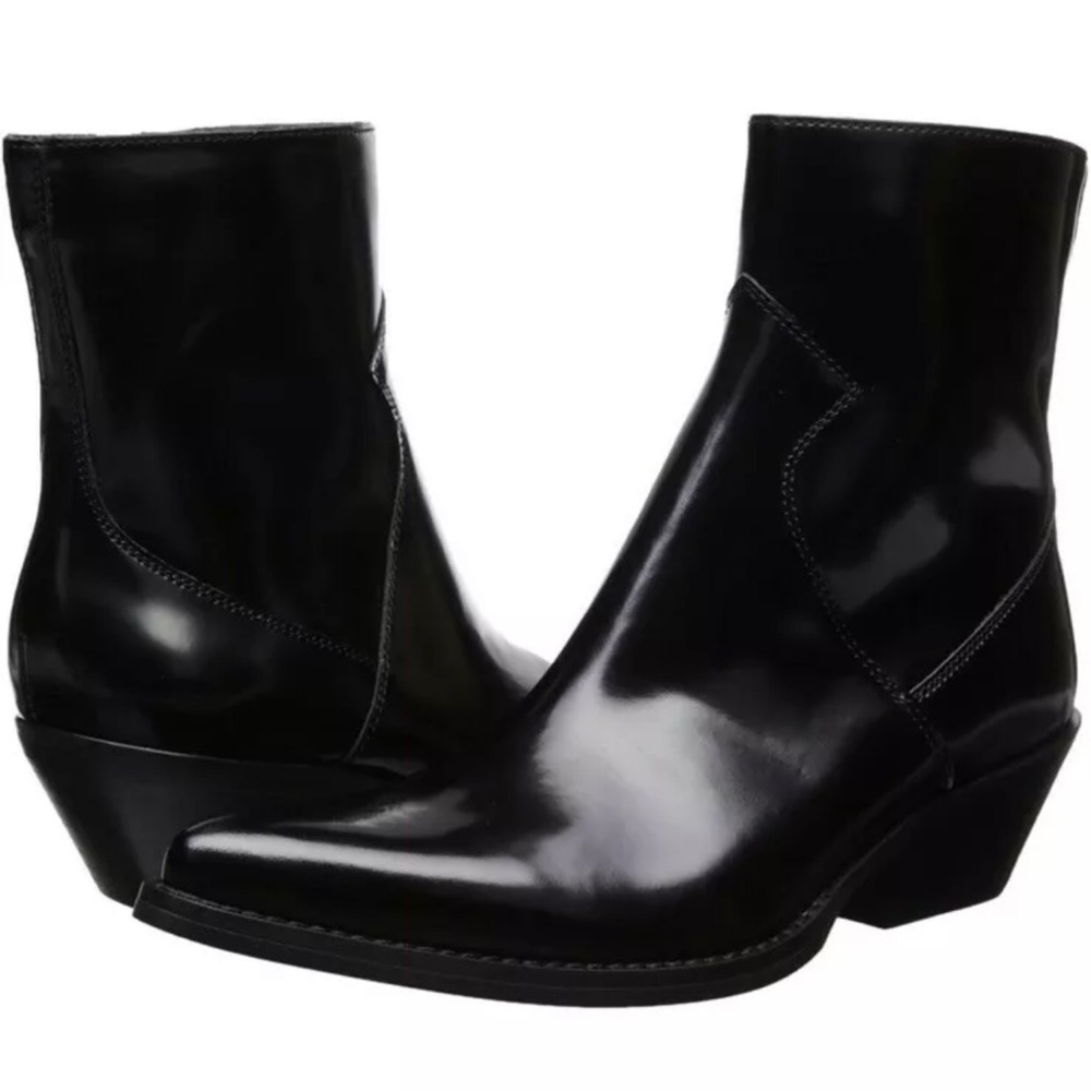 Calvin Klein Arianna Ankle Boots Black Patent Leather Size 9